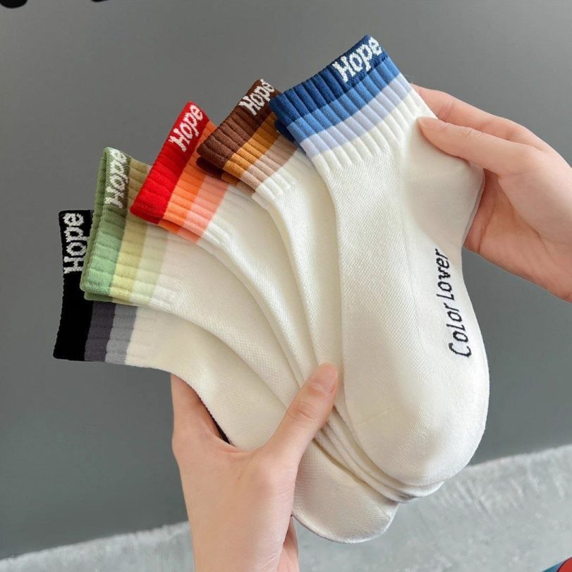 پک ۵ تایی نیم ساق لبه رنگی فانتزی